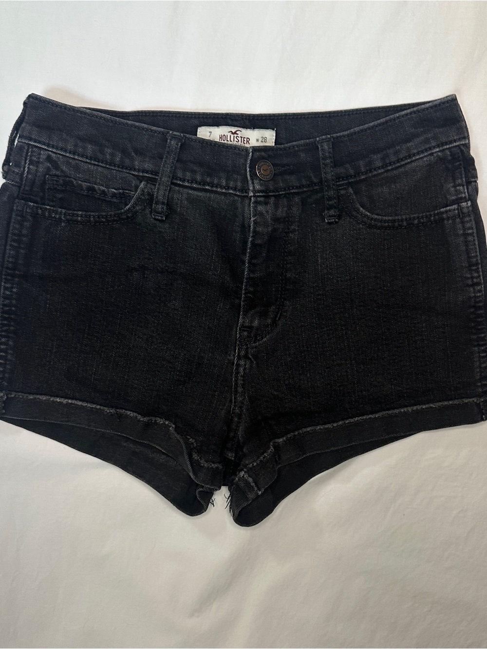 Hollister Black Cuffed Denim Shorts